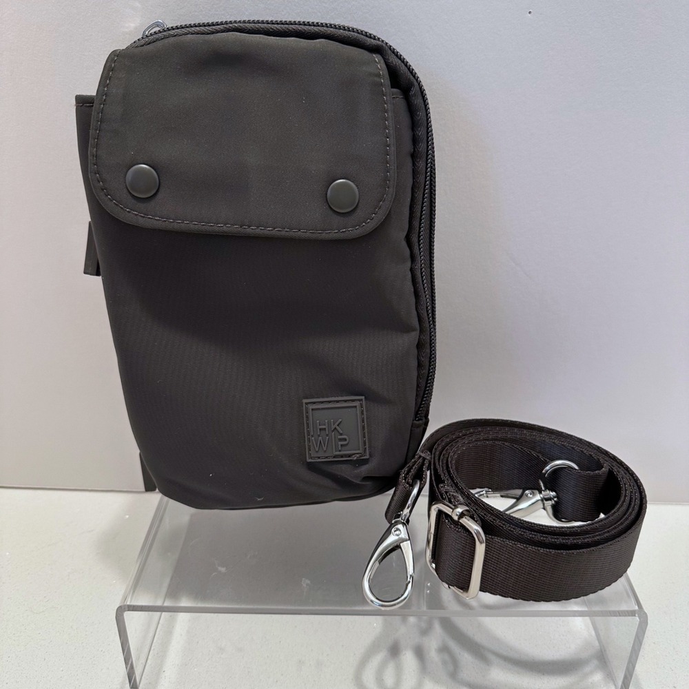 HKWP Dark Gray Nylon Crossbody Tech Bag Tactical Utility Travel Pouch Organizer